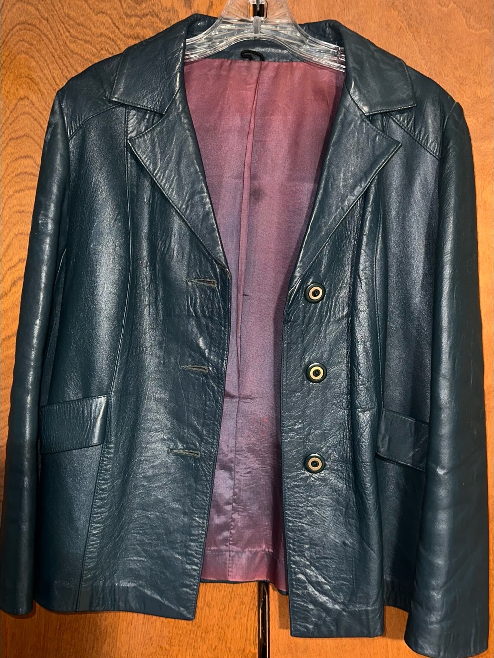 Vintage 1960s Teal Leather Blazer Jacket ,from London UK